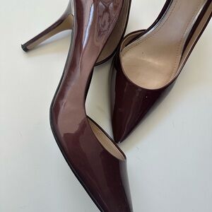 White House Black Market WHBM Burgundy D'Orsay Patent Leather Pumps